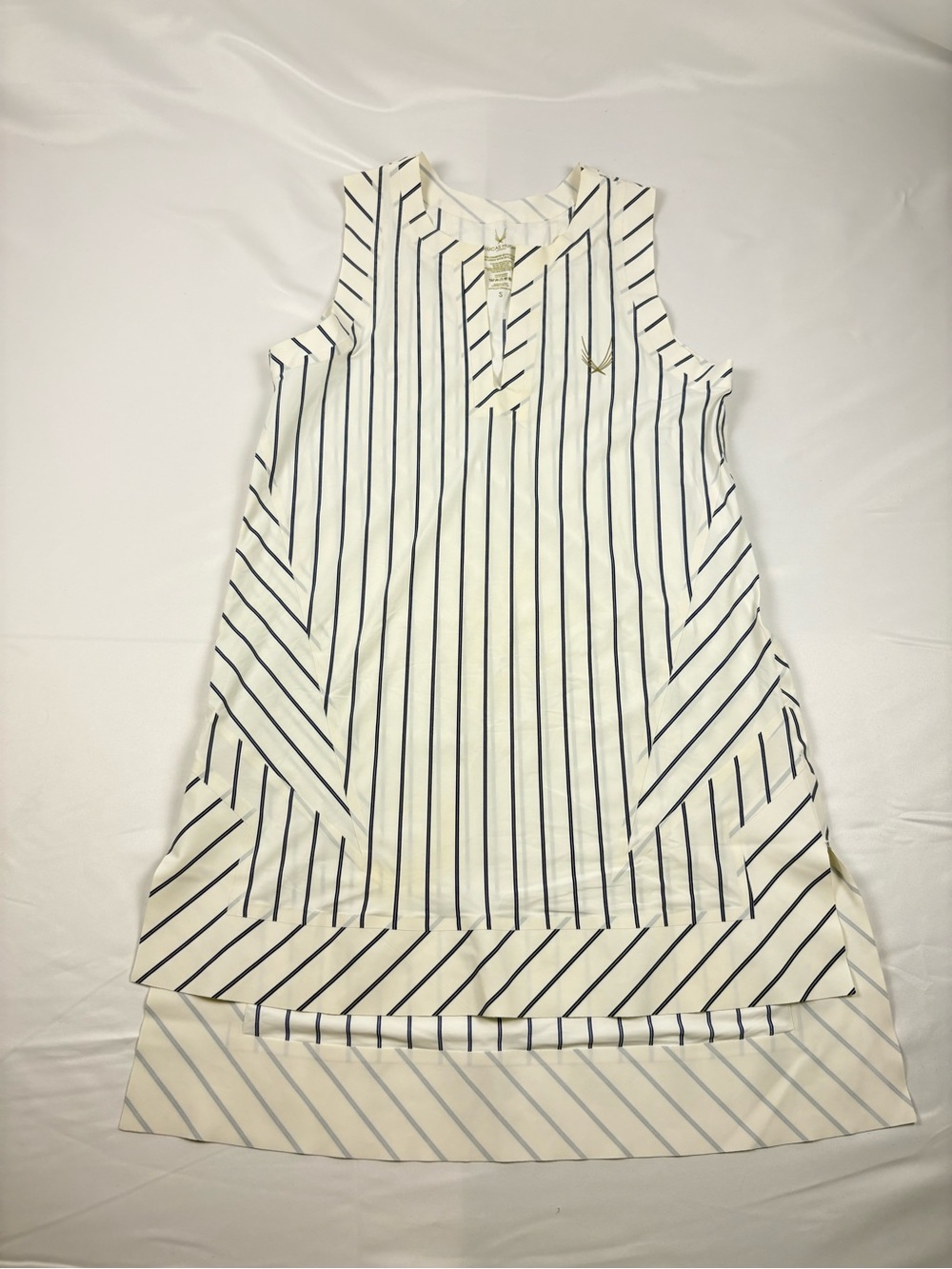 Lucas Hugh Floe Tunic Dress Small White Pinstripe British Vogue Rare